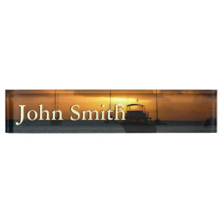 Ships and Sunset Tropical Seascape Nameplate