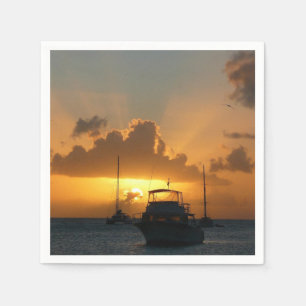Ships and Sunset Tropical Seascape Napkin