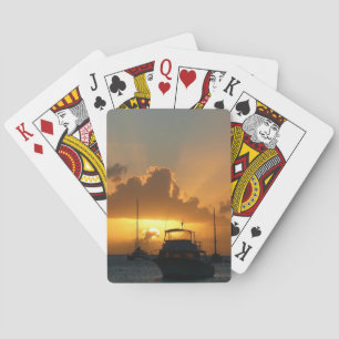 Ships and Sunset Tropical Seascape Playing Cards