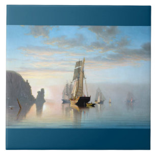 Ships at Anchor Sailboats Ocean Clipper Ship Tile