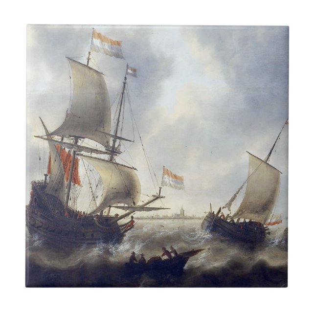 Ships at Sea 1660s Tile (Front)