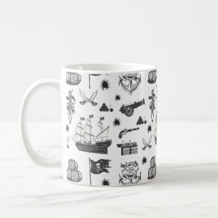 Ships, Cannons, Swords, & Wine Pirate Theme Coffee Mug