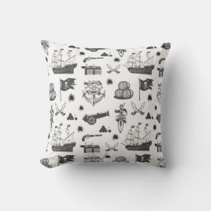 Ships, Cannons, Swords, & Wine Pirate Theme Cushion