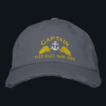 Ships Captain and boat anchor Embroidered Hat<br><div class="desc">A nautical ships anchor and laurel leaf design perfect for the captain to add their boats name to,  easily change the embroidery thread colours to suit your hat colour</div>
