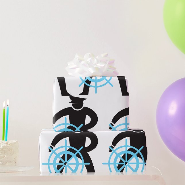 Ships Captain At The Helm Wrapping Paper (Creator Uploaded)
