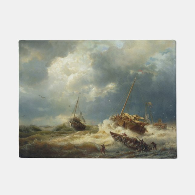 Ships in a Storm on the Dutch Coast Doormat (Front)