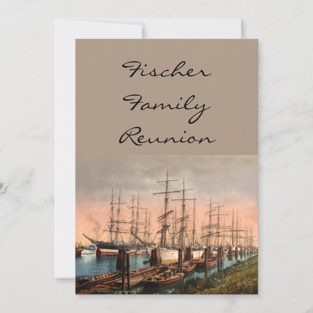 Ships in Hamburg Harbour, Germany Invitation (Front)