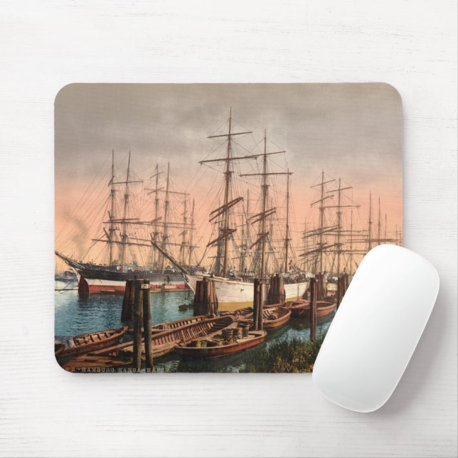 Ships in Hamburg Harbour, Germany Mouse Pad (With Mouse)