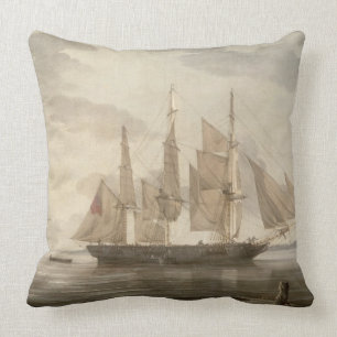 Ships in Harbour, 1805 (oil on canvas) Cushion