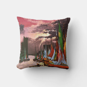 Ships in the Port of La Rochelle Art Cushion