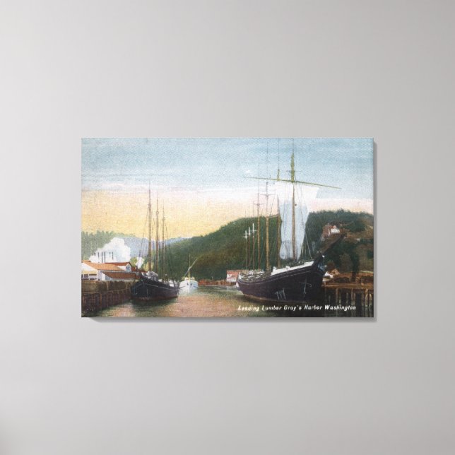 Ships Loading Lumber Canvas Print (Front)