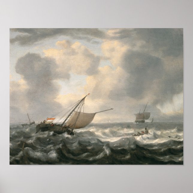 Ships on a Choppy Sea Poster (Front)