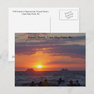 Ships Passing Fall Sunset at Cape May, NJ Postcard