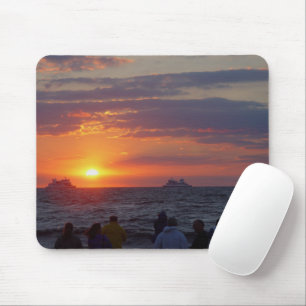 Ships Passing Under Fall Sunset Mousepad