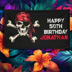 Ship's Skull Pirate Party Adult  Banner