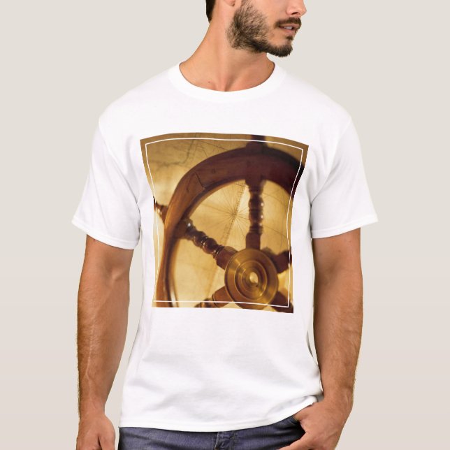 Ship'S Wheel And Map T-Shirt (Front)