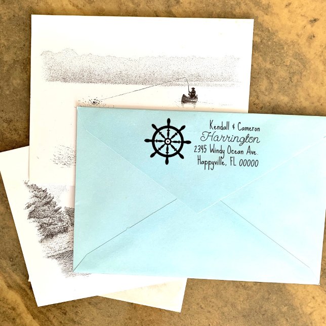 Ships Wheel Boating Sailing Return Address Rubber Stamp (Creator Uploaded)