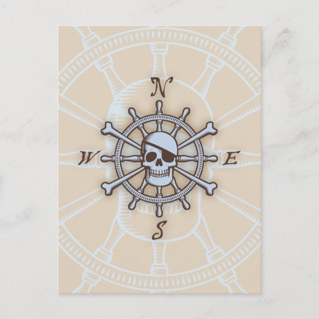 Ship's Wheel Compass Rose Postcard (Front)