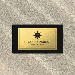 Ships Wheel - Faux Gold Foil Business Card