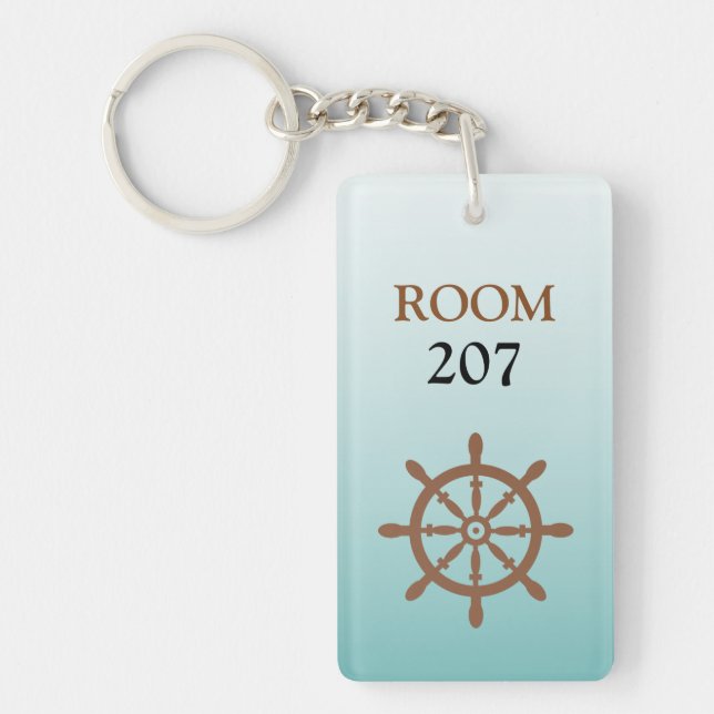 Ships Wheel Hotel Room Numbered Key Ring (Front)