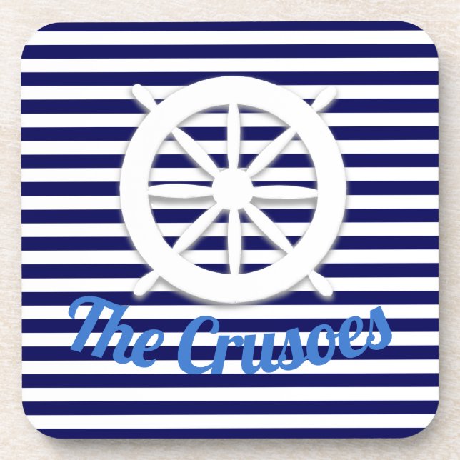 Ship's Wheel Nautical Custom Coaster (Front)