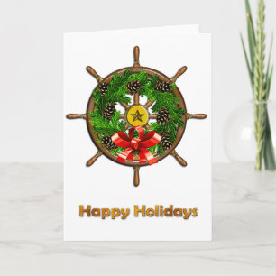 Ship's Wheel Wreath Holiday Card