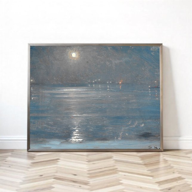 Ships with lanterns at sea, Peder Severin Krøyer Poster (Creator Uploaded)