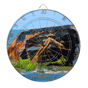 Shipwreck Abstract Blue Dartboard