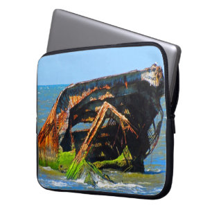Shipwreck Abstract Blue Laptop Sleeve