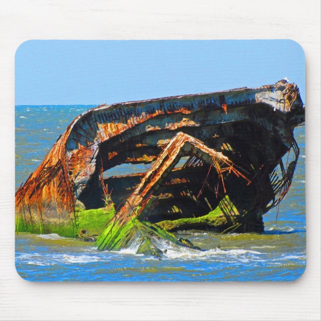Shipwreck Abstract Blue Mouse Pad (Front)