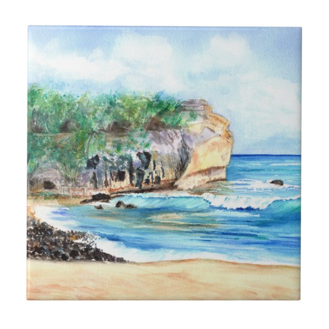 Shipwreck Beach Kauai Ceramic Tile (Front)