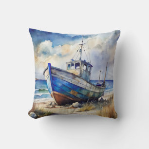 Shipwreck Boat Beach Themed Cushion