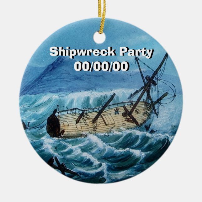 Shipwreck Ceramic Tree Decoration (Front)