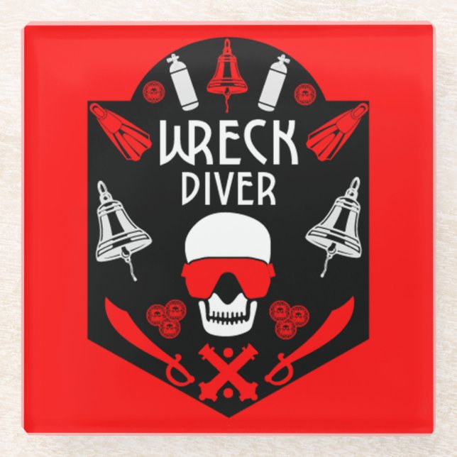 Shipwreck Divers Glass Coaster (Front)