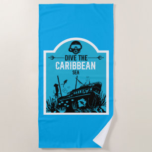 Shipwreck Diving Caribbean  Beach Towel