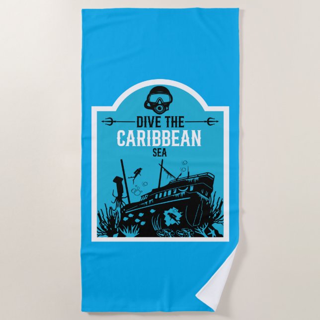 Shipwreck Diving Caribbean  Beach Towel (Front)