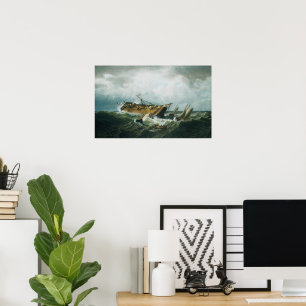 Shipwreck off Nantucket In A Storm - Poster