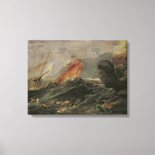 Shipwreck on a Rocky Shore, c.1645-50 Canvas Print
