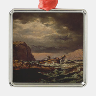 Shipwreck on the Norwegian Coast by Johan Dahl  Metal Tree Decoration