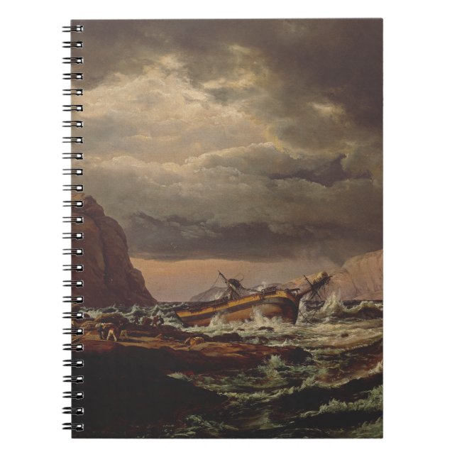Shipwreck on the Norwegian Coast by Johan Dahl  Notebook (Front)