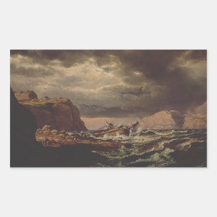 Shipwreck on the Norwegian Coast by Johan Dahl Rectangular Sticker