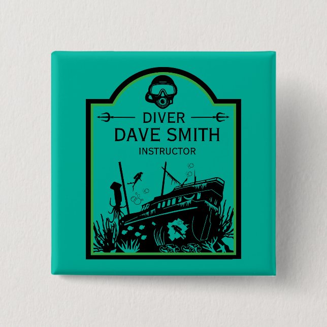 Shipwreck Sea Divers 15 Cm Square Badge (Front)