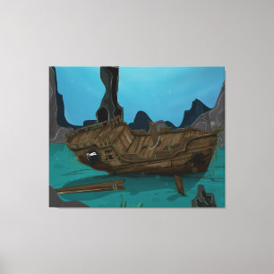 Shipwreck underwater canvas print