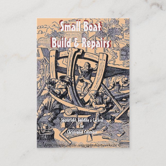 "Shipwright & Small boat repair- Business Card" Card (Front)