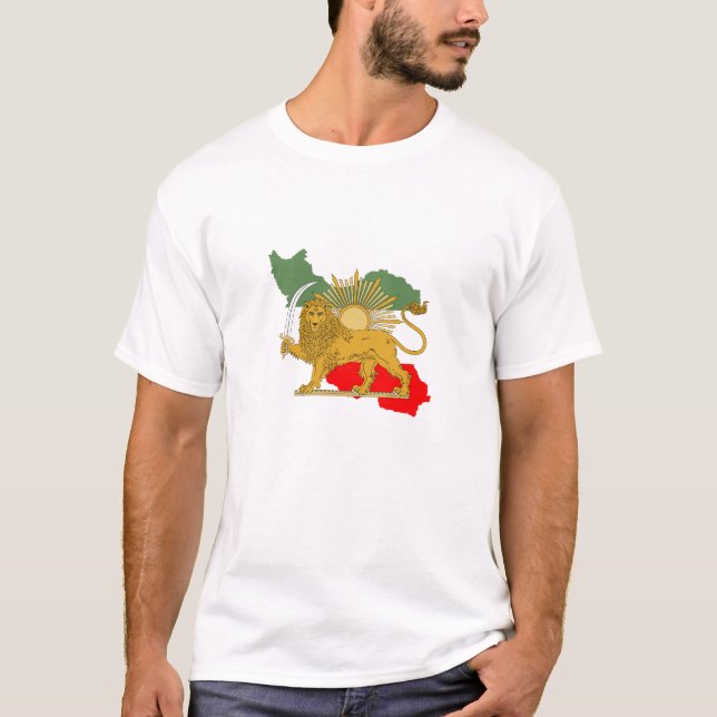 Shir o Khorshid - Lion and Sun - Persia Iran Flag  T-Shirt (Front)