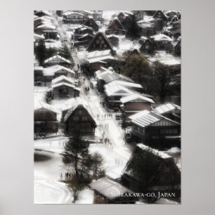 Shirakawago Snow Village Japan Travel Destination Poster
