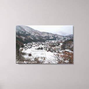 Shirakawago Snow Village Japan Travel Landscape Canvas Print