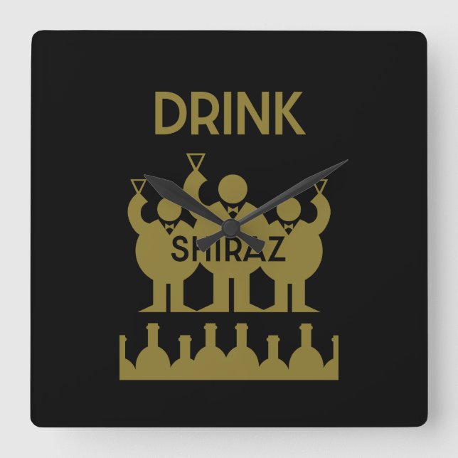 Shiraz Wine Drinkers Square Wall Clock (Front)