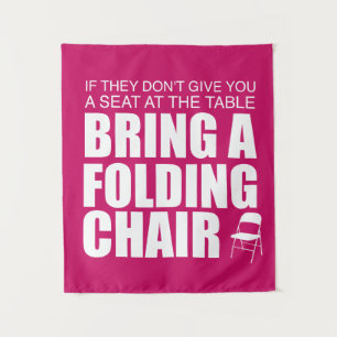 Shirley Chisholm Folding Chair Tapestry   Hot Pink
