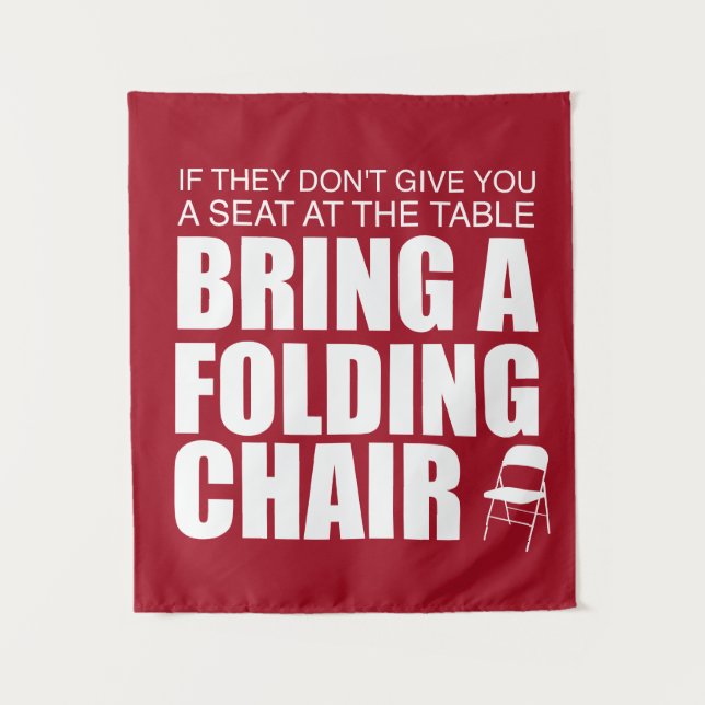 Shirley Chisholm Folding Chair Tapestry | Red (Front)